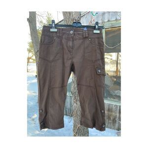 Reitmans Mid Rise Cargo Crop Pants Brown Sz 5